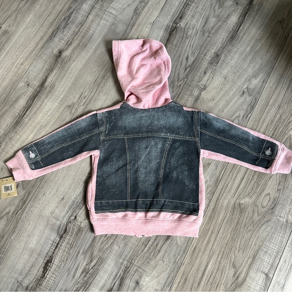 NWT Levis Baby Pink & Blue Jean Jacket Look Zipper Hoodie . Size 12 months - Picture 3 of 11
